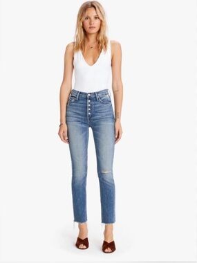 Mother Denim | The Pixie Dazzler Ankle Fray in color Popism